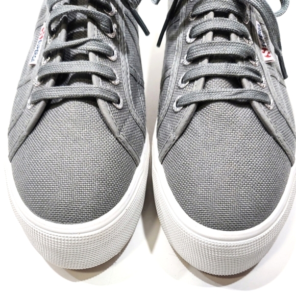 SUPERGA Low Top Platform Sneakers Grey Lace Up Unisex Size Womens 9.5 Men 8 US - Picture 7 of 12